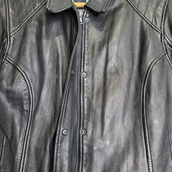 Women's Black Lamb Leather Jacket. Size Medium. Carbon2Cobalt - Picture 7 of 16